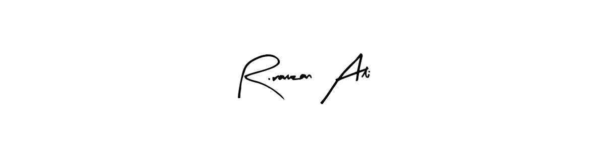 Similarly Arty Signature is the best handwritten signature design. Signature creator online .You can use it as an online autograph creator for name R.ramzan Ali. R.ramzan Ali signature style 8 images and pictures png