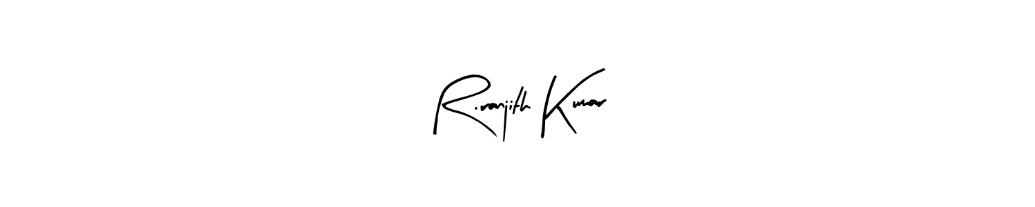 Similarly Arty Signature is the best handwritten signature design. Signature creator online .You can use it as an online autograph creator for name R.ranjith Kumar. R.ranjith Kumar signature style 8 images and pictures png