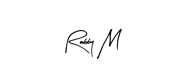 if you are searching for the best signature style for your name Rabby M. so please give up your signature search. here we have designed multiple signature styles  using Arty Signature. Rabby M signature style 8 images and pictures png