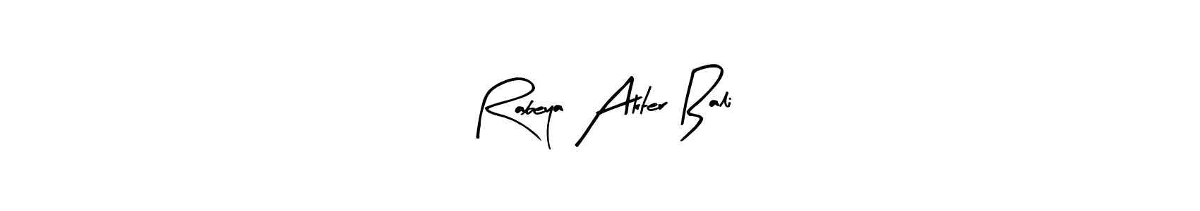 if you are searching for the best signature style for your name Rabeya Akter Bali. so please give up your signature search. here we have designed multiple signature styles  using Arty Signature. Rabeya Akter Bali signature style 8 images and pictures png