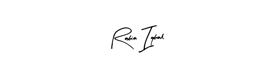 How to make Rabia Iqbal name signature. Use Arty Signature style for creating short signs online. This is the latest handwritten sign. Rabia Iqbal signature style 8 images and pictures png