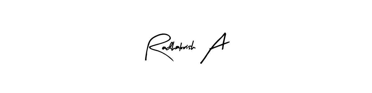 Create a beautiful signature design for name Radhakrish A. With this signature (Arty Signature) fonts, you can make a handwritten signature for free. Radhakrish A signature style 8 images and pictures png
