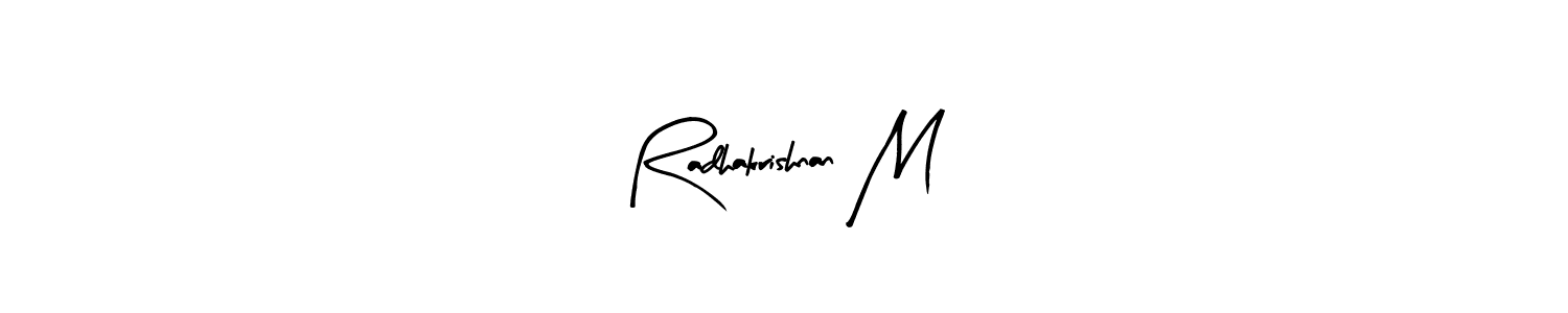 if you are searching for the best signature style for your name Radhakrishnan M. so please give up your signature search. here we have designed multiple signature styles  using Arty Signature. Radhakrishnan M signature style 8 images and pictures png