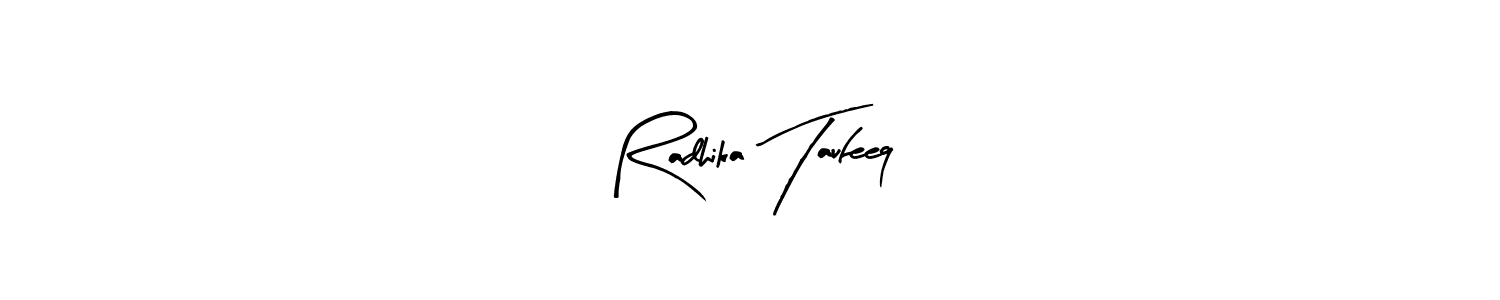 if you are searching for the best signature style for your name Radhika Taufeeq. so please give up your signature search. here we have designed multiple signature styles  using Arty Signature. Radhika Taufeeq signature style 8 images and pictures png