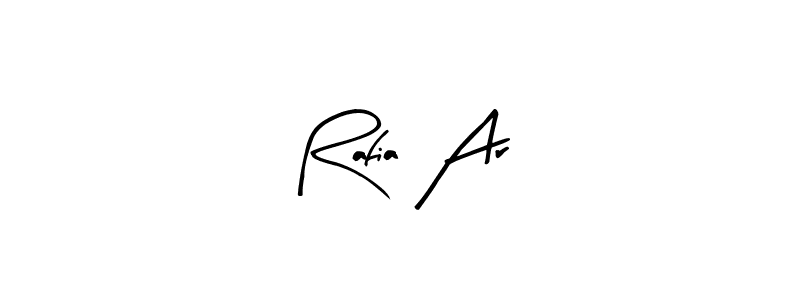 Similarly Arty Signature is the best handwritten signature design. Signature creator online .You can use it as an online autograph creator for name Rafia Ar. Rafia Ar signature style 8 images and pictures png
