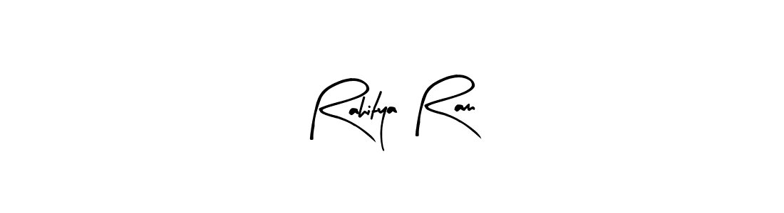 Arty Signature is a professional signature style that is perfect for those who want to add a touch of class to their signature. It is also a great choice for those who want to make their signature more unique. Get Rahitya Ram name to fancy signature for free. Rahitya Ram signature style 8 images and pictures png