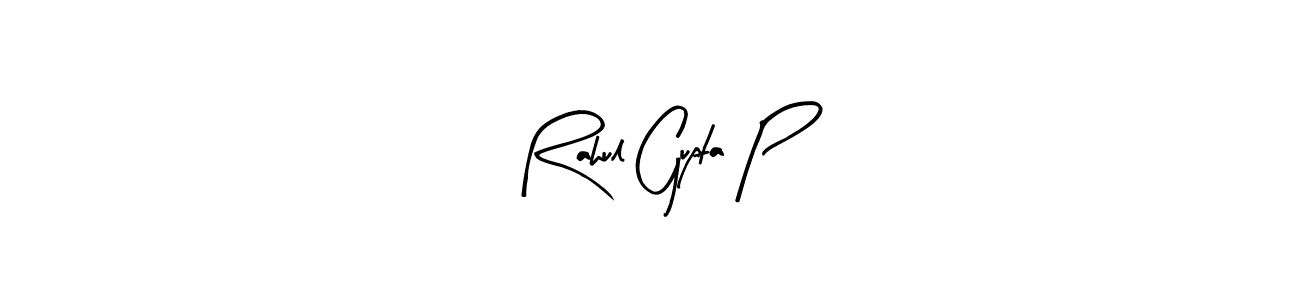 The best way (Arty Signature) to make a short signature is to pick only two or three words in your name. The name Rahul Gupta P include a total of six letters. For converting this name. Rahul Gupta P signature style 8 images and pictures png