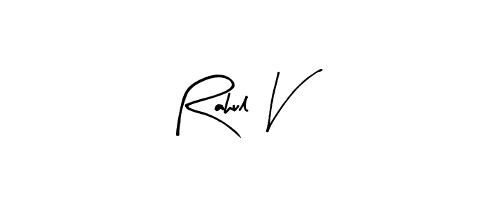 It looks lik you need a new signature style for name Rahul V. Design unique handwritten (Arty Signature) signature with our free signature maker in just a few clicks. Rahul V signature style 8 images and pictures png