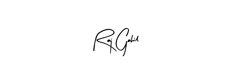 if you are searching for the best signature style for your name Raj Gohil. so please give up your signature search. here we have designed multiple signature styles  using Arty Signature. Raj Gohil signature style 8 images and pictures png