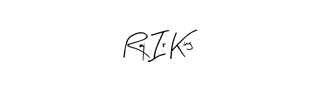 Similarly Arty Signature is the best handwritten signature design. Signature creator online .You can use it as an online autograph creator for name Raj Is King. Raj Is King signature style 8 images and pictures png