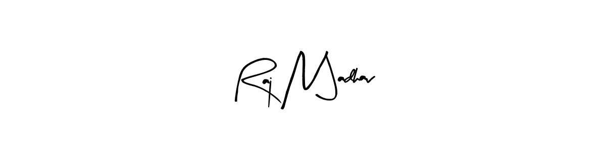How to make Raj N Jadhav name signature. Use Arty Signature style for creating short signs online. This is the latest handwritten sign. Raj N Jadhav signature style 8 images and pictures png