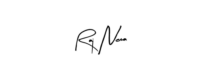 Design your own signature with our free online signature maker. With this signature software, you can create a handwritten (Arty Signature) signature for name Raj Nema. Raj Nema signature style 8 images and pictures png