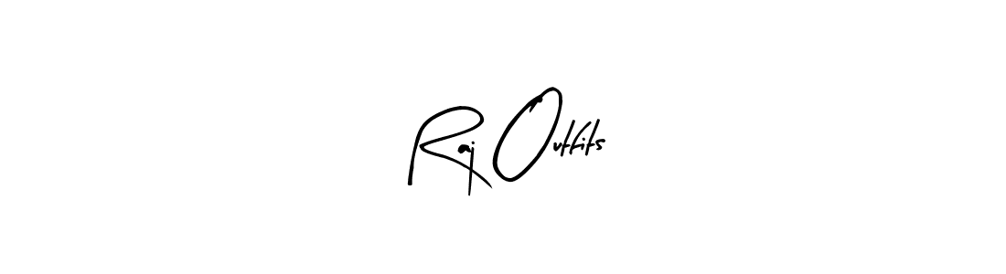 if you are searching for the best signature style for your name Raj Outfits. so please give up your signature search. here we have designed multiple signature styles  using Arty Signature. Raj Outfits signature style 8 images and pictures png