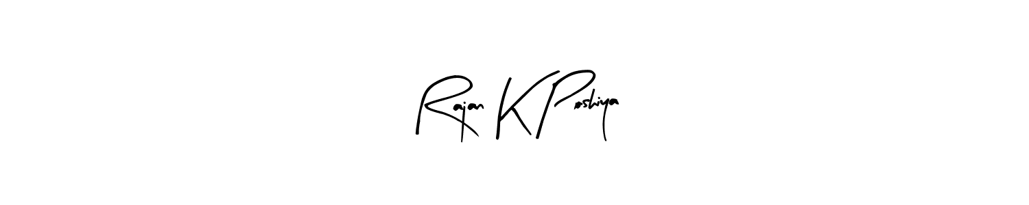 Arty Signature is a professional signature style that is perfect for those who want to add a touch of class to their signature. It is also a great choice for those who want to make their signature more unique. Get Rajan K Poshiya name to fancy signature for free. Rajan K Poshiya signature style 8 images and pictures png