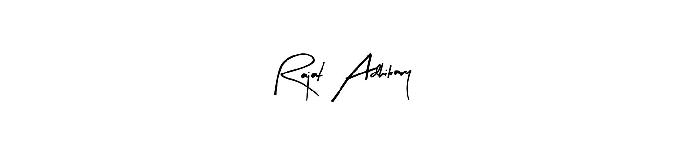 How to make Rajat Adhikary name signature. Use Arty Signature style for creating short signs online. This is the latest handwritten sign. Rajat Adhikary signature style 8 images and pictures png