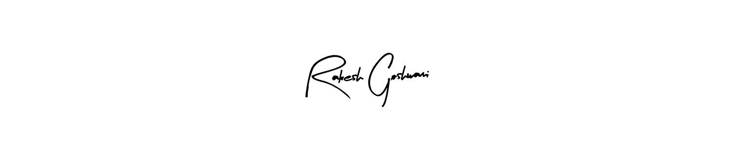 Arty Signature is a professional signature style that is perfect for those who want to add a touch of class to their signature. It is also a great choice for those who want to make their signature more unique. Get Rakesh Goshwami name to fancy signature for free. Rakesh Goshwami signature style 8 images and pictures png