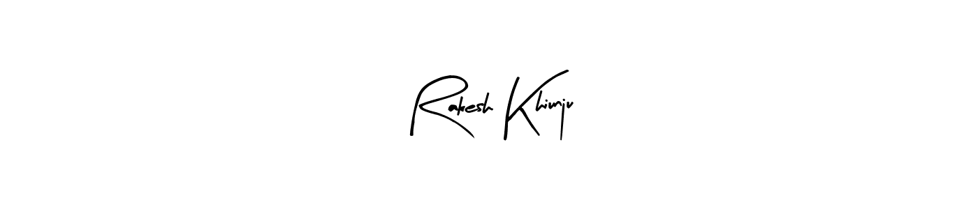 The best way (Arty Signature) to make a short signature is to pick only two or three words in your name. The name Rakesh Khiunju include a total of six letters. For converting this name. Rakesh Khiunju signature style 8 images and pictures png