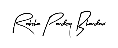 Stand out with a creative autograph for Raksha Pandey Bhandari. The Arty Signature styling blends modern aesthetics with classic signature flourishes. Raksha Pandey Bhandari signature style 8 images and pictures png
