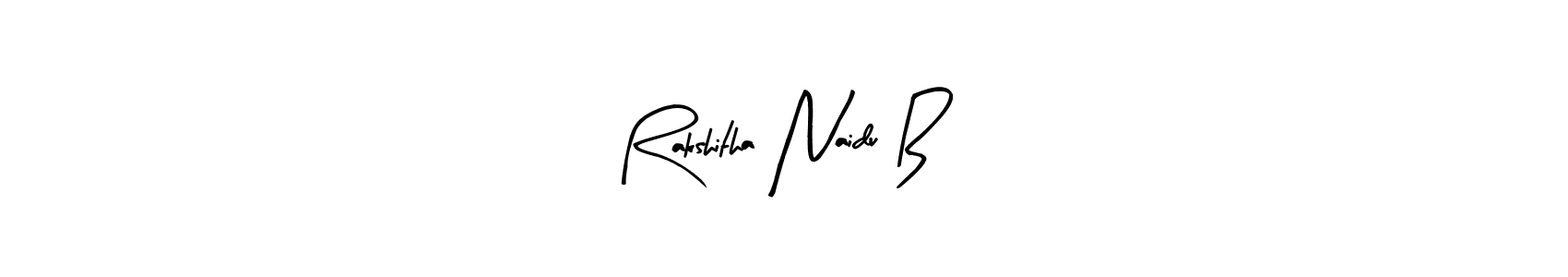 Arty Signature is a professional signature style that is perfect for those who want to add a touch of class to their signature. It is also a great choice for those who want to make their signature more unique. Get Rakshitha Naidu B name to fancy signature for free. Rakshitha Naidu B signature style 8 images and pictures png