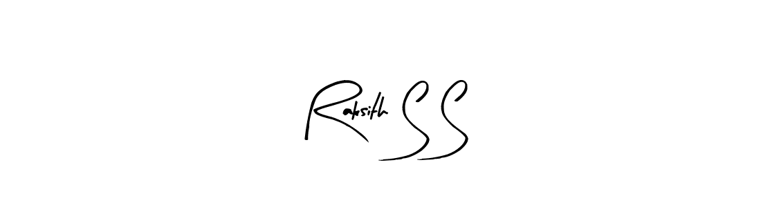 if you are searching for the best signature style for your name Raksith S S. so please give up your signature search. here we have designed multiple signature styles  using Arty Signature. Raksith S S signature style 8 images and pictures png