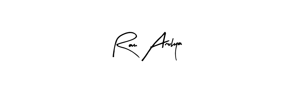 Arty Signature is a professional signature style that is perfect for those who want to add a touch of class to their signature. It is also a great choice for those who want to make their signature more unique. Get Ram Anuhya name to fancy signature for free. Ram Anuhya signature style 8 images and pictures png