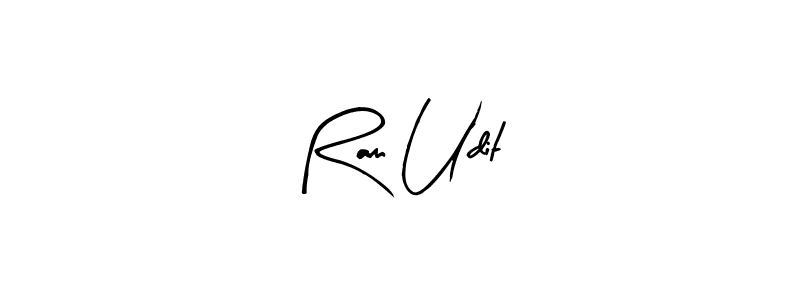 The best way (Arty Signature) to make a short signature is to pick only two or three words in your name. The name Ram Udit include a total of six letters. For converting this name. Ram Udit signature style 8 images and pictures png