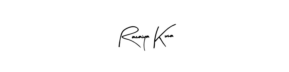 Arty Signature is a professional signature style that is perfect for those who want to add a touch of class to their signature. It is also a great choice for those who want to make their signature more unique. Get Ramaiya Kuma name to fancy signature for free. Ramaiya Kuma signature style 8 images and pictures png