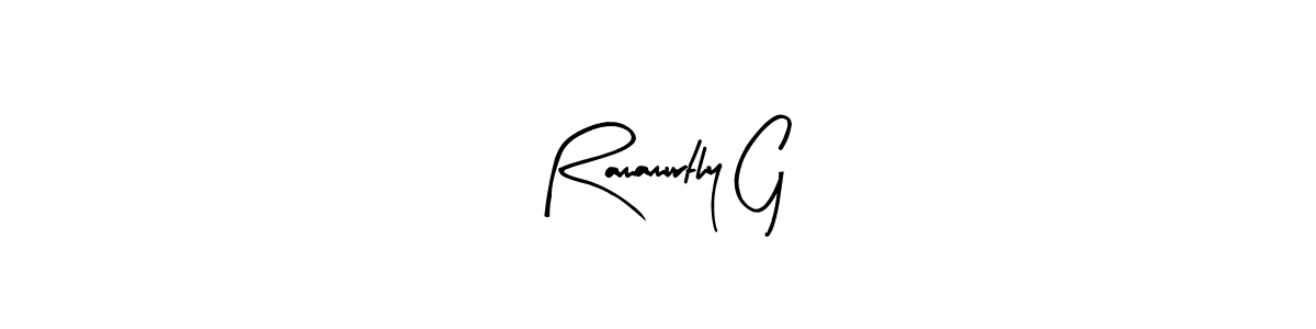 Arty Signature is a professional signature style that is perfect for those who want to add a touch of class to their signature. It is also a great choice for those who want to make their signature more unique. Get Ramamurthy G name to fancy signature for free. Ramamurthy G signature style 8 images and pictures png