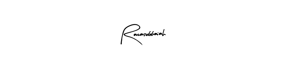 Similarly Arty Signature is the best handwritten signature design. Signature creator online .You can use it as an online autograph creator for name Ramasubbaiah. Ramasubbaiah signature style 8 images and pictures png