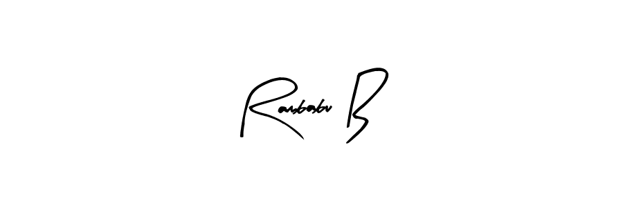 if you are searching for the best signature style for your name Rambabu B. so please give up your signature search. here we have designed multiple signature styles  using Arty Signature. Rambabu B signature style 8 images and pictures png