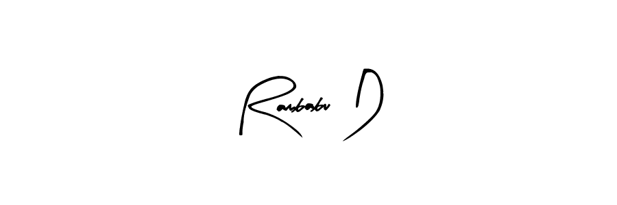 Similarly Arty Signature is the best handwritten signature design. Signature creator online .You can use it as an online autograph creator for name Rambabu D. Rambabu D signature style 8 images and pictures png