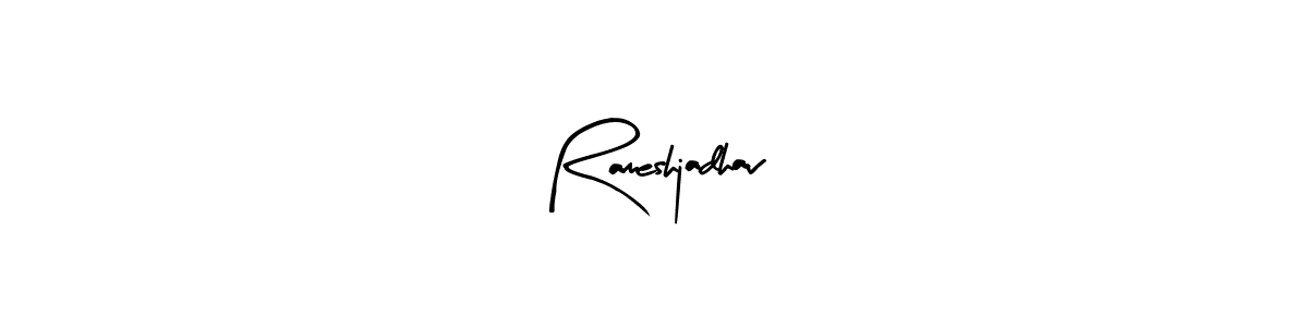 Arty Signature is a professional signature style that is perfect for those who want to add a touch of class to their signature. It is also a great choice for those who want to make their signature more unique. Get Rameshjadhav name to fancy signature for free. Rameshjadhav signature style 8 images and pictures png