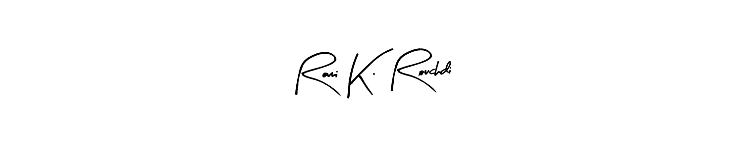 Arty Signature is a professional signature style that is perfect for those who want to add a touch of class to their signature. It is also a great choice for those who want to make their signature more unique. Get Rami K. Rouchdi name to fancy signature for free. Rami K. Rouchdi signature style 8 images and pictures png