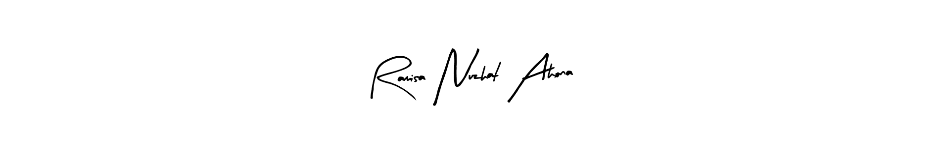 Arty Signature is a professional signature style that is perfect for those who want to add a touch of class to their signature. It is also a great choice for those who want to make their signature more unique. Get Ramisa Nuzhat Ahona name to fancy signature for free. Ramisa Nuzhat Ahona signature style 8 images and pictures png