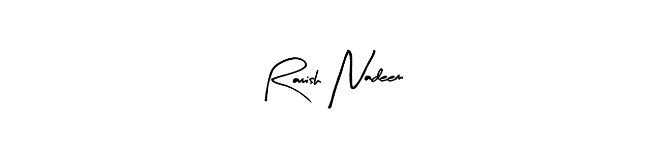 You should practise on your own different ways (Arty Signature) to write your name (Ramish Nadeem) in signature. don't let someone else do it for you. Ramish Nadeem signature style 8 images and pictures png