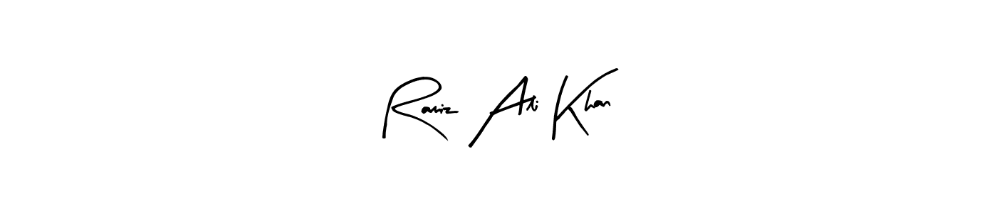 Make a beautiful signature design for name Ramiz Ali Khan. With this signature (Arty Signature) style, you can create a handwritten signature for free. Ramiz Ali Khan signature style 8 images and pictures png