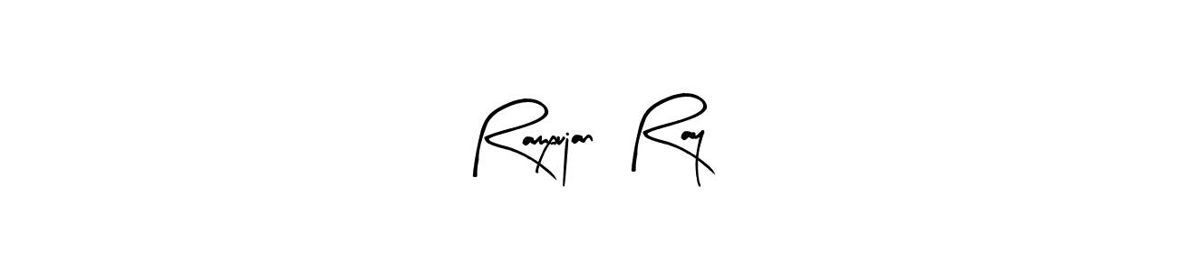 The best way (Arty Signature) to make a short signature is to pick only two or three words in your name. The name Rampujan  Ray include a total of six letters. For converting this name. Rampujan  Ray signature style 8 images and pictures png