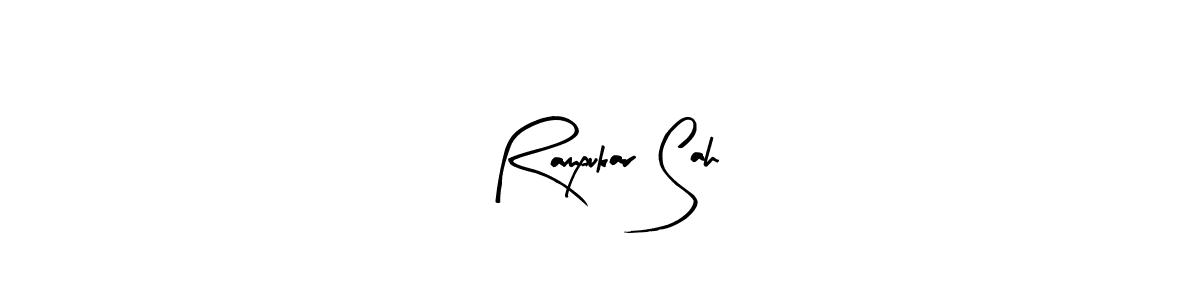 if you are searching for the best signature style for your name Rampukar Sah. so please give up your signature search. here we have designed multiple signature styles  using Arty Signature. Rampukar Sah signature style 8 images and pictures png