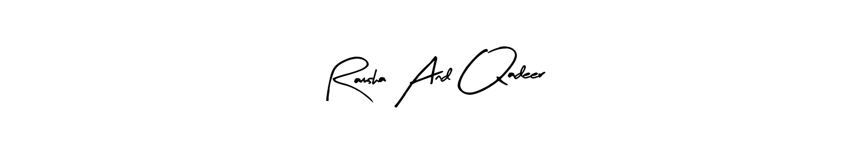 if you are searching for the best signature style for your name Ramsha And Qadeer. so please give up your signature search. here we have designed multiple signature styles  using Arty Signature. Ramsha And Qadeer signature style 8 images and pictures png