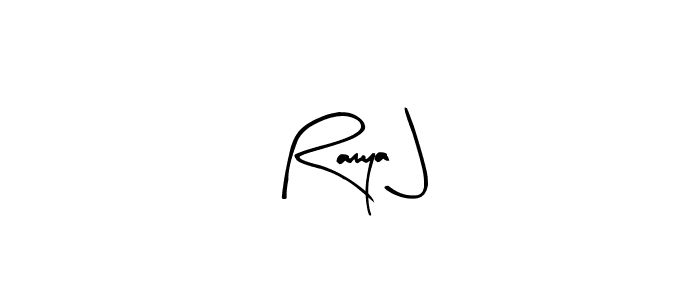 How to make Ramya J name signature. Use Arty Signature style for creating short signs online. This is the latest handwritten sign. Ramya J signature style 8 images and pictures png
