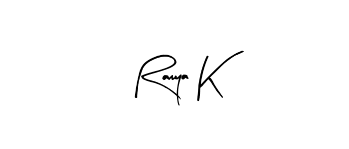 Also You can easily find your signature by using the search form. We will create Ramya K name handwritten signature images for you free of cost using Arty Signature sign style. Ramya K signature style 8 images and pictures png