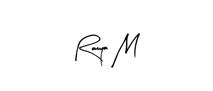 Use a signature maker to create a handwritten signature online. With this signature software, you can design (Arty Signature) your own signature for name Ramya M. Ramya M signature style 8 images and pictures png