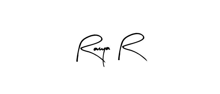 Use a signature maker to create a handwritten signature online. With this signature software, you can design (Arty Signature) your own signature for name Ramya R. Ramya R signature style 8 images and pictures png