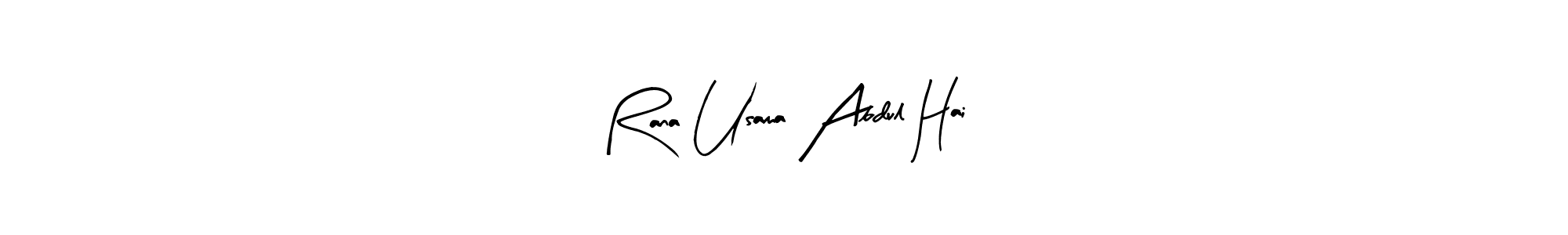 Arty Signature is a professional signature style that is perfect for those who want to add a touch of class to their signature. It is also a great choice for those who want to make their signature more unique. Get Rana Usama Abdul Hai name to fancy signature for free. Rana Usama Abdul Hai signature style 8 images and pictures png