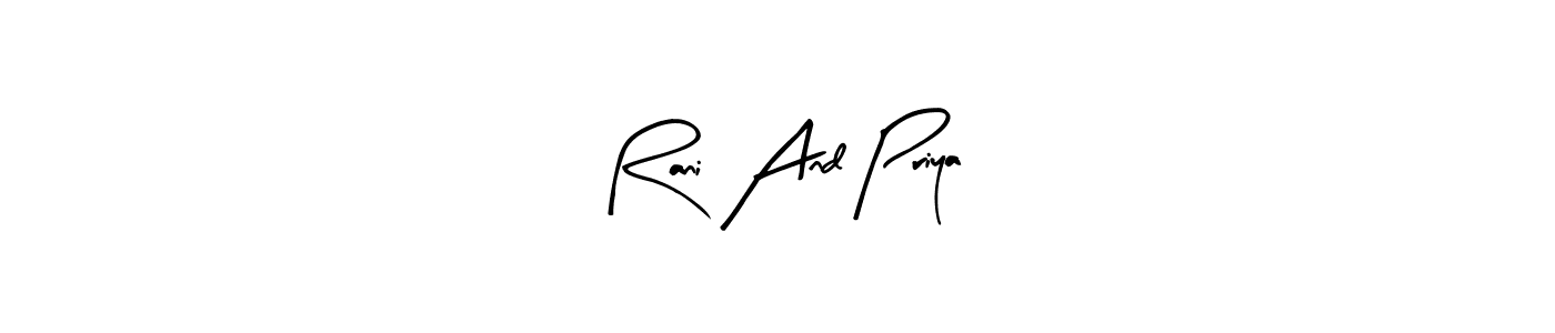 Similarly Arty Signature is the best handwritten signature design. Signature creator online .You can use it as an online autograph creator for name Rani And Priya. Rani And Priya signature style 8 images and pictures png