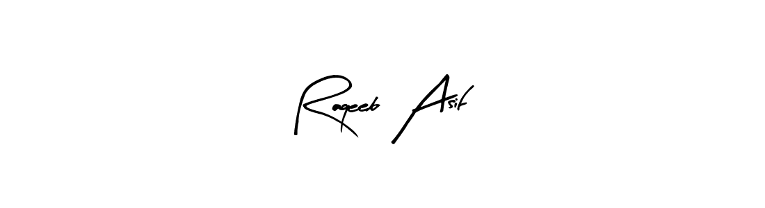 The best way (Arty Signature) to make a short signature is to pick only two or three words in your name. The name Raqeeb Asif include a total of six letters. For converting this name. Raqeeb Asif signature style 8 images and pictures png