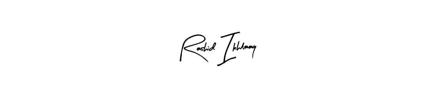 You can use this online signature creator to create a handwritten signature for the name Rashid Ikhlaaq. This is the best online autograph maker. Rashid Ikhlaaq signature style 8 images and pictures png