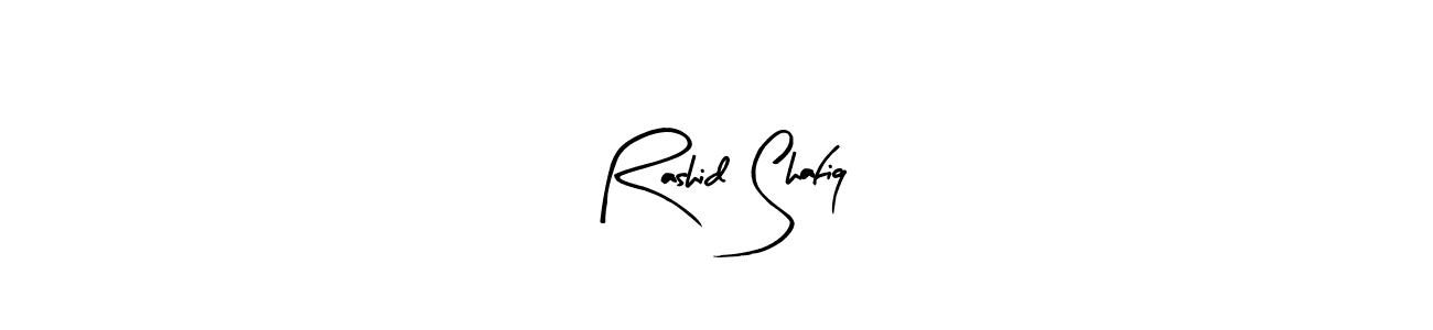 Arty Signature is a professional signature style that is perfect for those who want to add a touch of class to their signature. It is also a great choice for those who want to make their signature more unique. Get Rashid Shafiq name to fancy signature for free. Rashid Shafiq signature style 8 images and pictures png