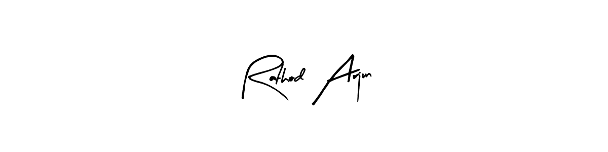 Arty Signature is a professional signature style that is perfect for those who want to add a touch of class to their signature. It is also a great choice for those who want to make their signature more unique. Get Rathod Arjun name to fancy signature for free. Rathod Arjun signature style 8 images and pictures png