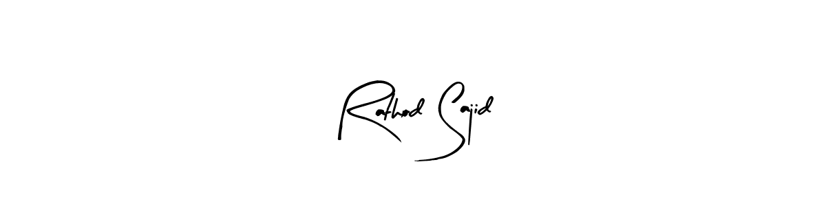 Arty Signature is a professional signature style that is perfect for those who want to add a touch of class to their signature. It is also a great choice for those who want to make their signature more unique. Get Rathod Sajid name to fancy signature for free. Rathod Sajid signature style 8 images and pictures png